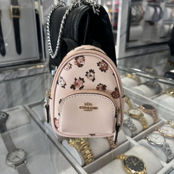 COACH MINI COURT BACKPACK BAG CHARM WITH ROSETTE PRINT CAA68 08XKE - Picture 1 of 11